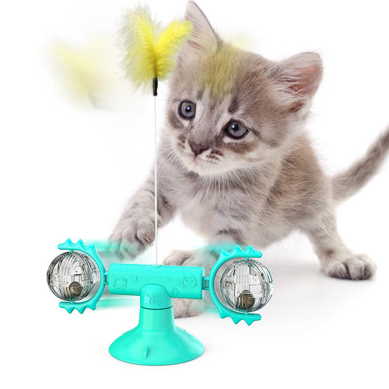 Cat Rotating Windmill Multi-Function Toys Itch Scratching Device Teeth Shining Toy Treyfe