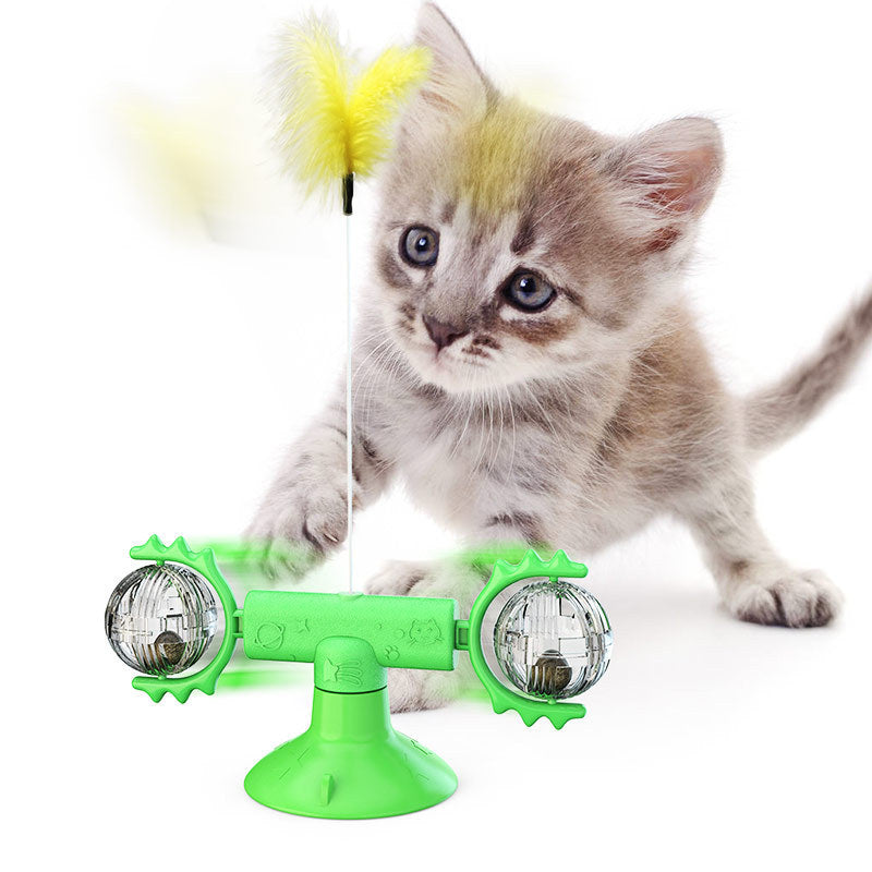 Cat Rotating Windmill Multi-Function Toys Itch Scratching Device Teeth Shining Toy Treyfe