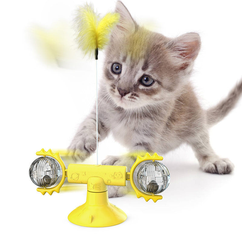Cat Rotating Windmill Multi-Function Toys Itch Scratching Device Teeth Shining Toy Treyfe