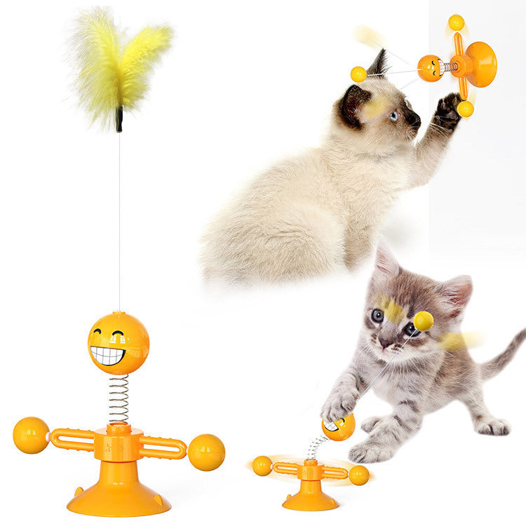 Cat Rotating Windmill Multi-Function Toys Itch Scratching Device Teeth Shining Toy Treyfe