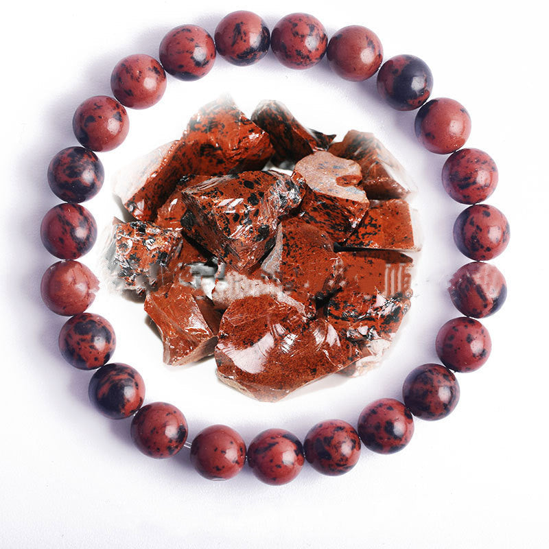Hand Polished 8mm Natural Round Stone Beads Unisex Vintage Bracelet Treyfe