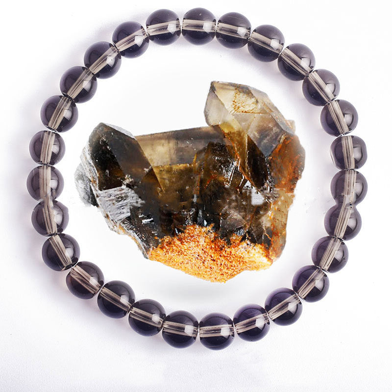 Hand Polished 8mm Natural Round Stone Beads Unisex Vintage Bracelet Treyfe
