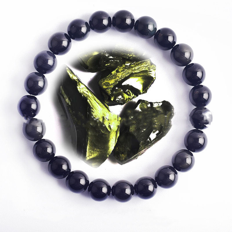 Hand Polished 8mm Natural Round Stone Beads Unisex Vintage Bracelet Treyfe