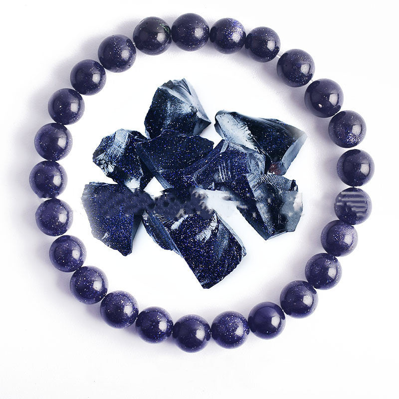 Hand Polished 8mm Natural Round Stone Beads Unisex Vintage Bracelet Treyfe