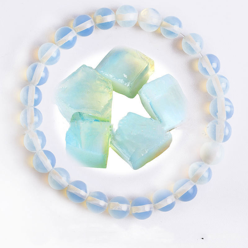 Hand Polished 8mm Natural Round Stone Beads Unisex Vintage Bracelet Treyfe