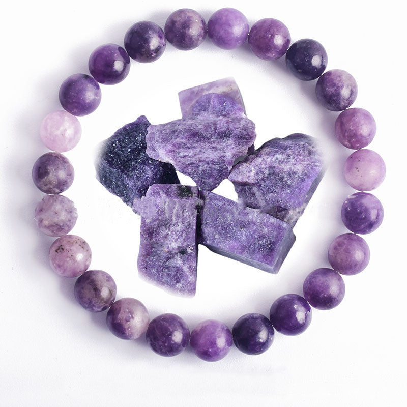 Hand Polished 8mm Natural Round Stone Beads Unisex Vintage Bracelet Treyfe