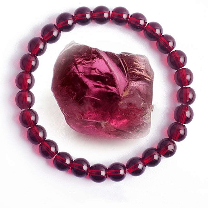 Hand Polished 8mm Natural Round Stone Beads Unisex Vintage Bracelet Treyfe