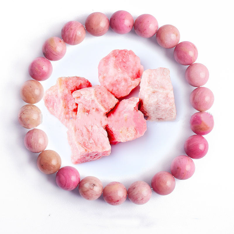 Hand Polished 8mm Natural Round Stone Beads Unisex Vintage Bracelet Treyfe