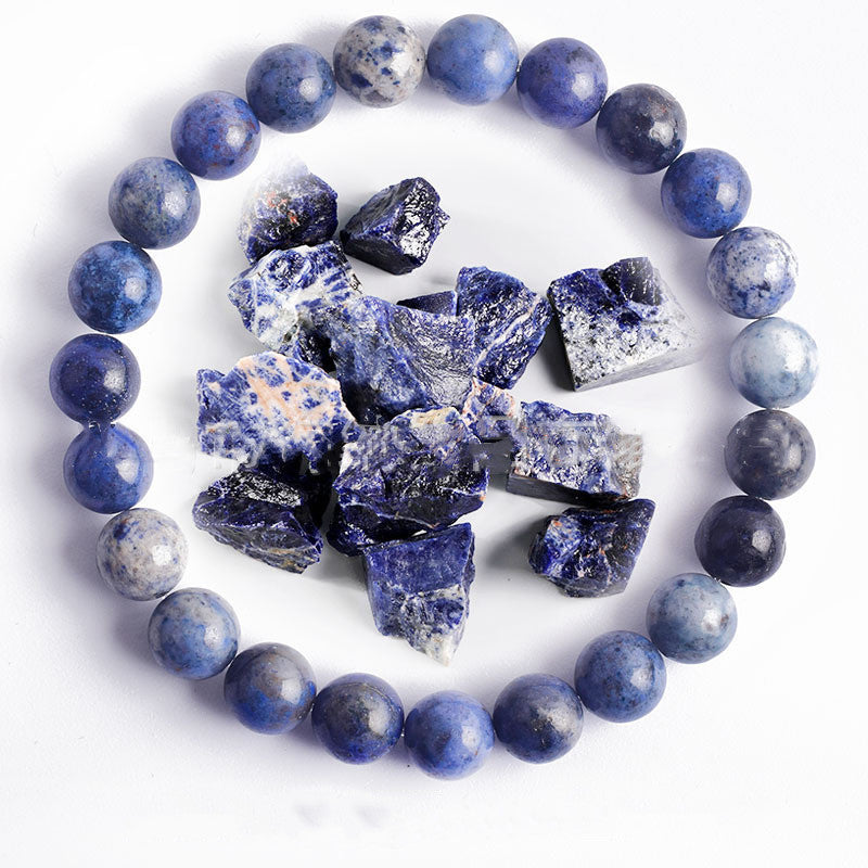 Hand Polished 8mm Natural Round Stone Beads Unisex Vintage Bracelet Treyfe