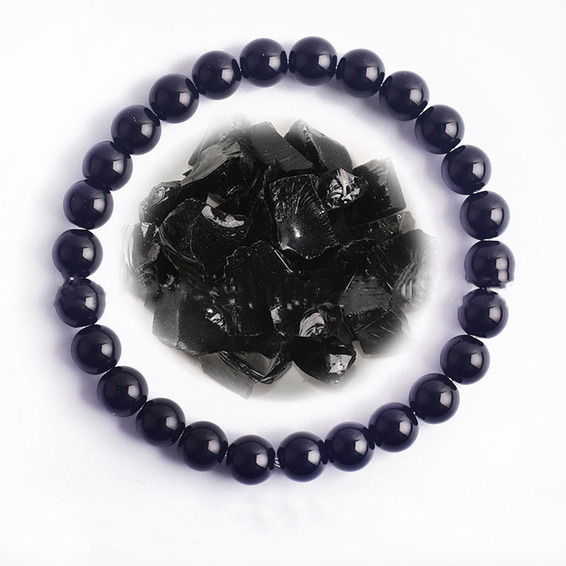 Hand Polished 8mm Natural Round Stone Beads Unisex Vintage Bracelet Treyfe